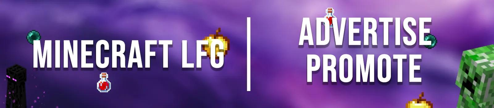 Discovery splash banner for Minecraft LFG ⢠Advertise ⢠Promote Discord server